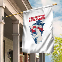 I Stand With Greenland Patriotic Garden Flag Polar Bear Holding Flag Over Map