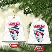 I Stand With Greenland Patriotic Ceramic Ornament Polar Bear Holding Flag Over Map