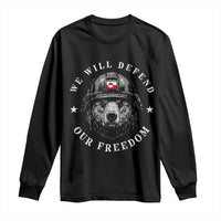 Greenland Bear We Will Defend Our Freedom Long Sleeve Shirt Polar Bear Soldier National Pride