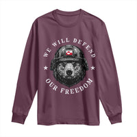 Greenland Bear We Will Defend Our Freedom Long Sleeve Shirt Polar Bear Soldier National Pride