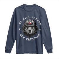 Greenland Bear We Will Defend Our Freedom Long Sleeve Shirt Polar Bear Soldier National Pride