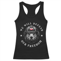 Greenland Bear We Will Defend Our Freedom Racerback Tank Top Polar Bear Soldier National Pride