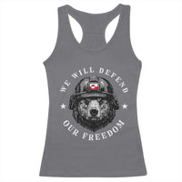 Greenland Bear We Will Defend Our Freedom Racerback Tank Top Polar Bear Soldier National Pride
