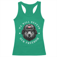 Greenland Bear We Will Defend Our Freedom Racerback Tank Top Polar Bear Soldier National Pride