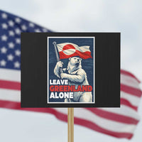 Leave Greenland Alone Vintage Poster Graphic Protest Sign Retro Polar Bear Waving Flag Patriot