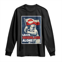 Leave Greenland Alone Vintage Poster Graphic Long Sleeve Shirt Retro Polar Bear Waving Flag Patriot