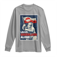 Leave Greenland Alone Vintage Poster Graphic Long Sleeve Shirt Retro Polar Bear Waving Flag Patriot