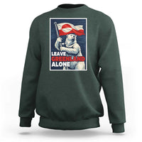 Leave Greenland Alone Vintage Poster Graphic Sweatshirt Retro Polar Bear Waving Flag Patriot