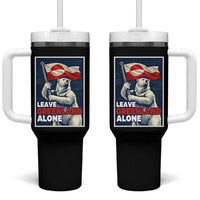 Leave Greenland Alone Vintage Poster Graphic Tumbler With Handle Retro Polar Bear Waving Flag Patriot