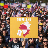 Greenland Not For Sale Patriotic Protest Sign Grunge Flag and Price Tag Protest