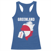 Greenland Not For Sale Patriotic Racerback Tank Top Grunge Flag and Price Tag Protest