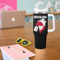 Greenland Not For Sale Patriotic Tumbler With Handle Grunge Flag and Price Tag Protest