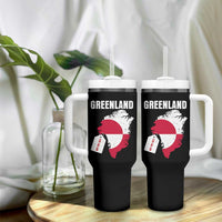 Greenland Not For Sale Patriotic Tumbler With Handle Grunge Flag and Price Tag Protest