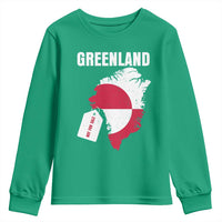 Greenland Not For Sale Patriotic Youth Sweatshirt Grunge Flag and Price Tag Protest