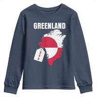 Greenland Not For Sale Patriotic Youth Sweatshirt Grunge Flag and Price Tag Protest