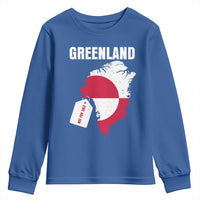 Greenland Not For Sale Patriotic Youth Sweatshirt Grunge Flag and Price Tag Protest
