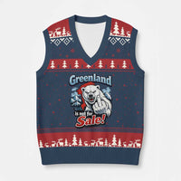 Greenland Is Not For Sale Protest V-Neck Knit Sweater Vest Aggressive Polar Bear with Middle Finger Graphic