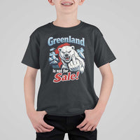 Greenland Is Not For Sale Protest T Shirt For Kid Aggressive Polar Bear with Middle Finger Graphic