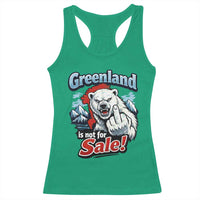 Greenland Is Not For Sale Protest Racerback Tank Top Aggressive Polar Bear with Middle Finger Graphic