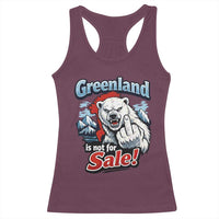 Greenland Is Not For Sale Protest Racerback Tank Top Aggressive Polar Bear with Middle Finger Graphic