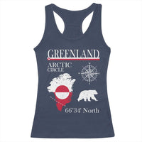 Greenland Arctic Circle Racerback Tank Top Map Compass and Polar Bear Adventure
