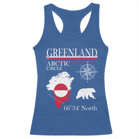 Greenland Arctic Circle Racerback Tank Top Map Compass and Polar Bear Adventure