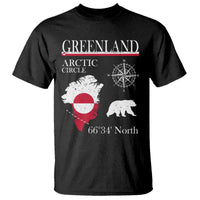 Greenland Arctic Circle T Shirt Map Compass and Polar Bear Adventure