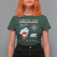 Greenland Arctic Circle T Shirt For Women Map Compass and Polar Bear Adventure