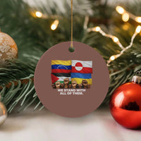 We Stand With Venezuela Greenland Ukraine Palestine Ceramic Ornament Solidarity Fists Flags Global Support