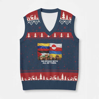 We Stand With Venezuela Greenland Ukraine Palestine V-Neck Knit Sweater Vest Solidarity Fists Flags Global Support