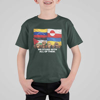 We Stand With Venezuela Greenland Ukraine Palestine T Shirt For Kid Solidarity Fists Flags Global Support