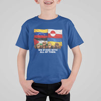 We Stand With Venezuela Greenland Ukraine Palestine T Shirt For Kid Solidarity Fists Flags Global Support