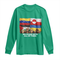 We Stand With Venezuela Greenland Ukraine Palestine Long Sleeve Shirt Solidarity Fists Flags Global Support