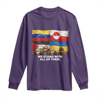 We Stand With Venezuela Greenland Ukraine Palestine Long Sleeve Shirt Solidarity Fists Flags Global Support