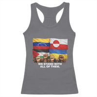 We Stand With Venezuela Greenland Ukraine Palestine Racerback Tank Top Solidarity Fists Flags Global Support