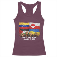 We Stand With Venezuela Greenland Ukraine Palestine Racerback Tank Top Solidarity Fists Flags Global Support