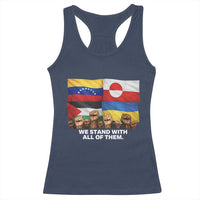 We Stand With Venezuela Greenland Ukraine Palestine Racerback Tank Top Solidarity Fists Flags Global Support