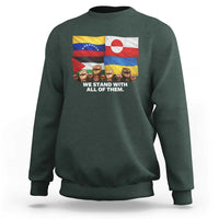 We Stand With Venezuela Greenland Ukraine Palestine Sweatshirt Solidarity Fists Flags Global Support