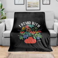 I Stand With Mexico Greenland Ukraine Canada Palestine Panama Throw Blanket Colorful Floral Solidarity Global Unity