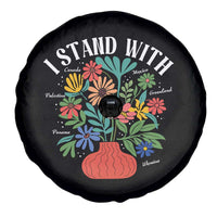 I Stand With Mexico Greenland Ukraine Canada Palestine Panama Spare Tire Cover Colorful Floral Solidarity Global Unity