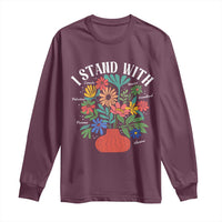 I Stand With Mexico Greenland Ukraine Canada Palestine Panama Long Sleeve Shirt Colorful Floral Solidarity Global Unity