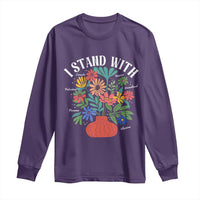 I Stand With Mexico Greenland Ukraine Canada Palestine Panama Long Sleeve Shirt Colorful Floral Solidarity Global Unity