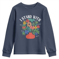 I Stand With Mexico Greenland Ukraine Canada Palestine Panama Youth Sweatshirt Colorful Floral Solidarity Global Unity