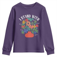 I Stand With Mexico Greenland Ukraine Canada Palestine Panama Youth Sweatshirt Colorful Floral Solidarity Global Unity