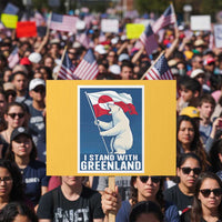 I Stand With Greenland Polar Bear Resist Protest Sign Vintage Patriotic Propaganda Sovereignty Protest