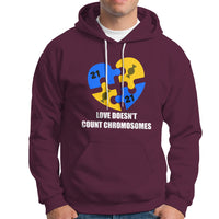 Love Doesn't Count Chromosomes Down Syndrome Awareness Inspirational, Trisomy 21 Extra Chromosome, Puzzle Piece Shirt, Down Syndrome Shirt Hoodie - Wonder Print Shop
