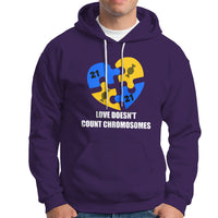 Love Doesn't Count Chromosomes Down Syndrome Awareness Inspirational, Trisomy 21 Extra Chromosome, Puzzle Piece Shirt, Down Syndrome Shirt Hoodie - Wonder Print Shop