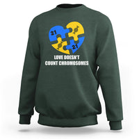 Love Doesn't Count Chromosomes Down Syndrome Awareness Inspirational, Trisomy 21 Extra Chromosome, Puzzle Piece Shirt, Down Syndrome Shirt Sweatshirt - Wonder Print Shop