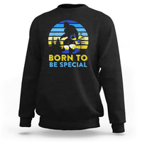 Black graphic sweatshirt with Bigfoot silhouette and 'BORN TO BE SPECIAL' print