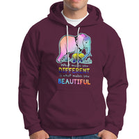 Down Syndrome Elephant Mom Kids Graphic What Makes You Different Makes You Beautiful Raise Awareness Inspirational Hoodie - Wonder Print Shop
